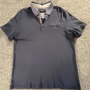 English Laundry Men's Polo Shirt Medium Navy Blue Cotton #792